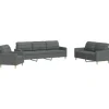 vidaXL 3-Tlg Sofagarnitur Dunkelgrau Stoff 2149639