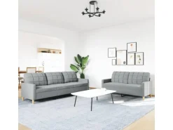 vidaXL 2-Tlg Sofagarnitur Hellgrau Stoff 2149641