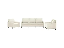 vidaXL 3-Tlg Sofagarnitur mit Kissen Creme Samt 3201484