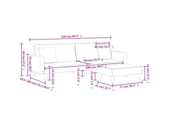 vidaXL 2-Tlg Sofagarnitur mit Kissen Hellgrau Samt 3216268