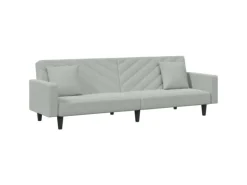 vidaXL 2-Tlg Sofagarnitur mit Kissen Hellgrau Samt 3216268