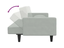 vidaXL 2-Tlg Sofagarnitur mit Kissen Hellgrau Samt 3216268