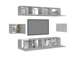 vidaXL 6-tlg. TV-Schrank-Set Betongrau Holzwerkstoff Modell 10