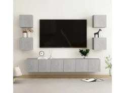 vidaXL 7-tlg. TV-Schrank-Set Betongrau Holzwerkstoff 4