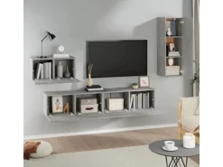 vidaXL 4-tlg. TV-Schrank-Set Betongrau Holzwerkstoff Modell 32