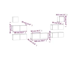 vidaXL 7-tlg. TV-Schrank-Set Betongrau Holzwerkstoff Modell 12