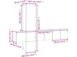vidaXL 5-Tlg Wohnwand Betongrau Holzwerkstoff 3216460