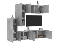 vidaXL 5-tlg. Wohnwand Betongrau Holzwerkstoff Modell 8