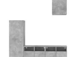 vidaXL 4-Tlg Wohnwand Betongrau Holzwerkstoff 3216503