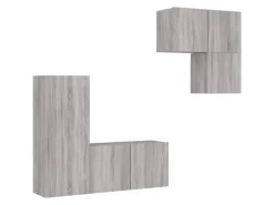 vidaXL 4-Tlg Wohnwand Grau Sonoma Holzwerkstoff 3216433