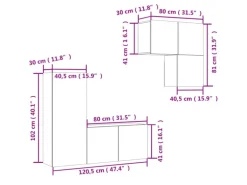 vidaXL 4-Tlg Wohnwand Grau Sonoma Holzwerkstoff 3216433