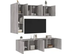 vidaXL 5-Tlg Wohnwand Grau Sonoma Holzwerkstoff 3216469