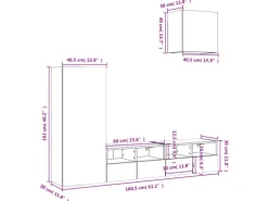 vidaXL 4-Tlg Wohnwand Grau Sonoma Holzwerkstoff 3216505