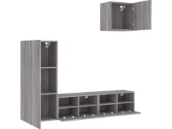 vidaXL 4-Tlg Wohnwand Grau Sonoma Holzwerkstoff 3216505