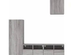 vidaXL 4-Tlg Wohnwand Grau Sonoma Holzwerkstoff 3216505