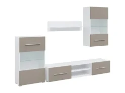 vidaXL 5-Tlg Wohnwand mit LED-Beleuchtung Steingrau Holzwerkstoff 3324233