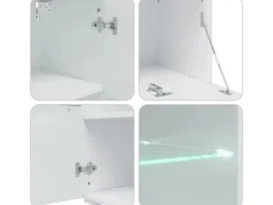 vidaXL 5-Tlg Wohnwand mit LED-Beleuchtung Steingrau Holzwerkstoff 3324233