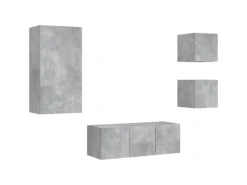 vidaXL 5-tlg. Wohnwand mit LED-Beleuchtung Betongrau Holzwerkstoff Modell 7