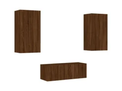 vidaXL 4-tlg. Wohnwand mit LED-Beleuchtung Braun Eiche Holzwerkstoff Modell 8