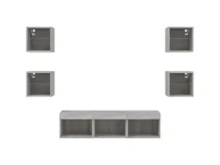 vidaXL 7-tlg. Wohnwand mit LED-Beleuchtung Grau Sonoma Holzwerkstoff