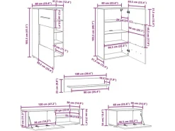 vidaXL 5-Tlg Wohnwand mit LED-Beleuchtung Artisan-Eiche Holzwerkstoff 3324234