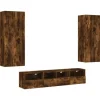 vidaXL 5-Tlg Wohnwand Räuchereiche Holzwerkstoff 3216543