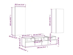vidaXL 5-Tlg Wohnwand Räuchereiche Holzwerkstoff 3216543