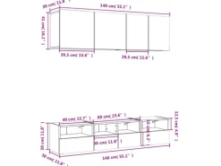 vidaXL 5-Tlg Wohnwand Räuchereiche Holzwerkstoff 3216515