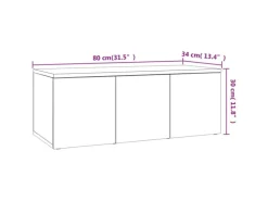 vidaXL TV-Schrank Betongrau 80x34x30 cm Holzwerkstoff
