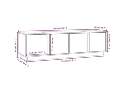 vidaXL TV-Schrank Grau 140x40x40 cm Massivholz Kiefür