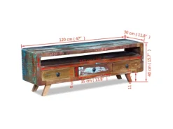 vidaXL TV-Schrank mit 3 Schubladen Altholz Massiv