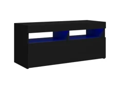 vidaXL TV-Schrank mit LED-Leuchten Schwarz 90x35x40 cm