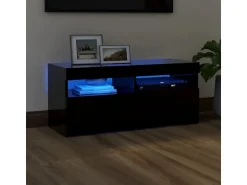 vidaXL TV-Schrank mit LED-Leuchten Schwarz 90x35x40 cm