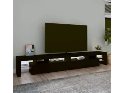 vidaXL TV-Schrank mit LED-Leuchten Schwarz 260x36,5x40 cm