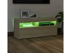 vidaXL TV-Schrank mit LED-Leuchten Sonoma-Eiche 90x35x40 cm