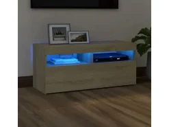 vidaXL TV-Schrank mit LED-Leuchten Sonoma-Eiche 90x35x40 cm