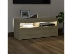 vidaXL TV-Schrank mit LED-Leuchten Sonoma-Eiche 90x35x40 cm