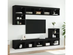 vidaXL TV-Schrank mit LED-Leuchten Schwarz 80x30x30 cm
