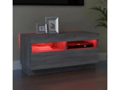 vidaXL TV-Schrank mit LED-Leuchten Grau Sonoma 80x35x40 cm