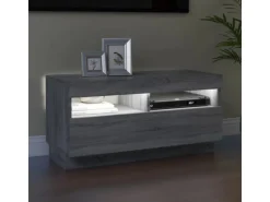 vidaXL TV-Schrank mit LED-Leuchten Grau Sonoma 80x35x40 cm
