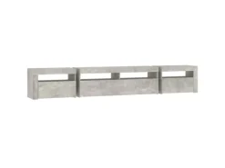 vidaXL TV-Schrank mit LED-Leuchten Betongrau 240x35x40 cm 3