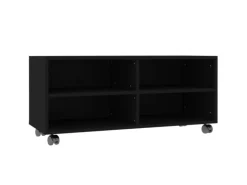 vidaXL TV-Schrank mit Rollen Schwarz 90x35x35 cm Holzwerkstoff