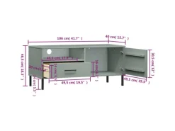 vidaXL TV-Schrank OSLO mit Metallbeinen Grau Massivholz Kiefür Modell 3