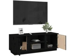 vidaXL TV-Schrank Schwarz 110x35x40,5 cm Massivholz Kiefür Modell 1