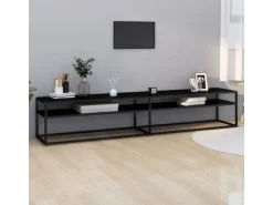 vidaXL TV-Schrank Schwarz 220x40x40,5 cm Hartglas