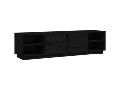 vidaXL TV-Schrank Schwarz 156x40x40 cm Massivholz Kiefür