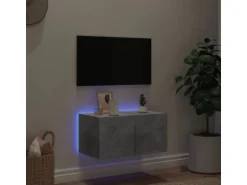vidaXL TV-Wandschrank mit LED-Leuchten Betongrau 60x35x31 cm