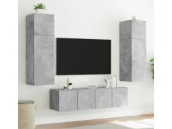 vidaXL TV-Wandschrank mit LED-Leuchten Betongrau 60x35x31 cm