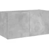 vidaXL TV-Wandschrank mit LED-Leuchten Betongrau 80x35x41 cm