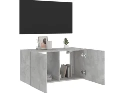 vidaXL TV-Wandschrank mit LED-Leuchten Betongrau 80x35x41 cm
